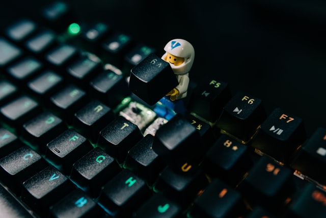 Lego man on keyboard